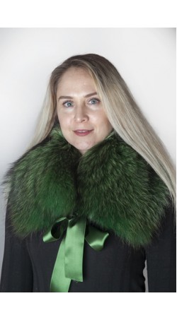 Dark green Finnraccoon  fur collar-neck warmer